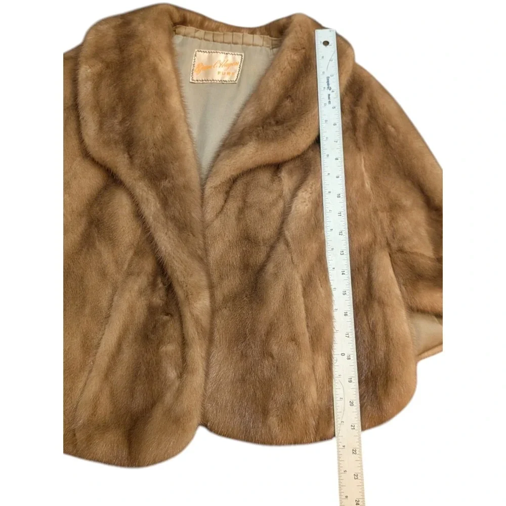 Bjorn C. Hagen Vintage Women's Mink Fur Stole Wrap Shawl Honey Brown